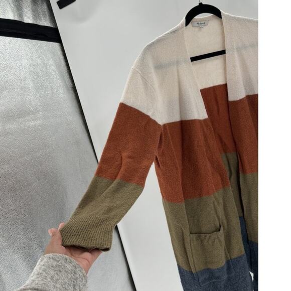 Madewell Kent striped open front cardigan alpaca Marino wool blend longline - Picture 6 of 9